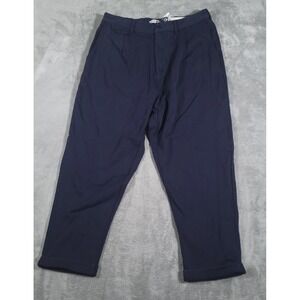 Alex Mill Pants Mens XL Navy Standard Pleated Fleece Cuffed Ankle Cotton 36 x 27